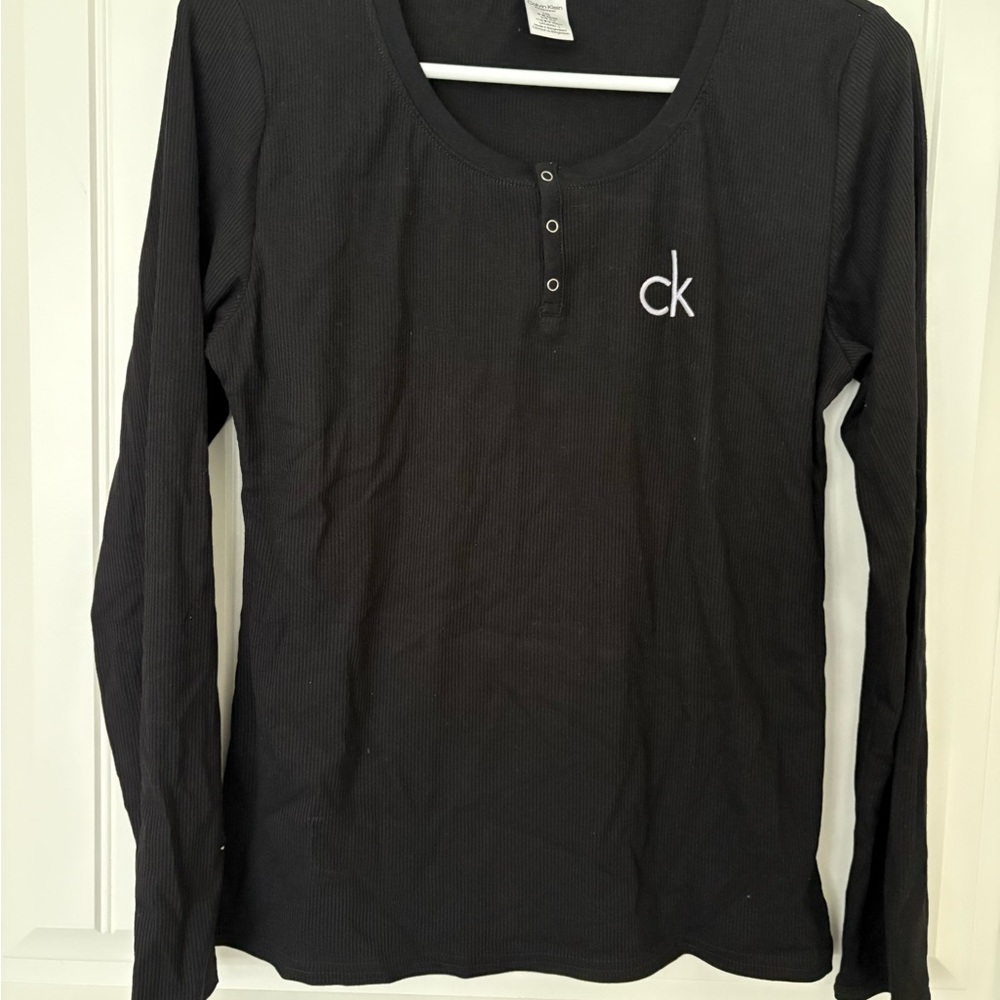 Calvin Klein Black Henley Top